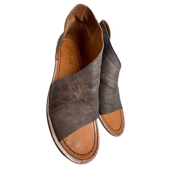 Free People Mont Blanc Gray Leather SlipOn D’Orsay Sandal Sz 8.5 39 Boho Chic EC - Picture 10 of 16